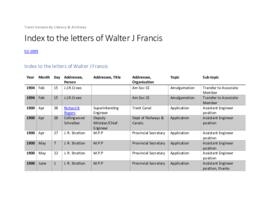 Index to the letters of Walter J Francis