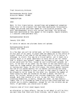 Transcription ﻿﻿Katchewanooka Herald 1858